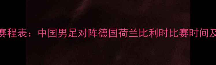 图片 欧洲杯预选赛赛程表：中国男足对阵德国荷兰比利时比赛时间及直播平台汇总