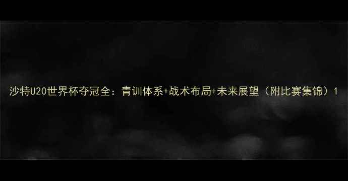 图片 沙特U20世界杯夺冠全：青训体系+战术布局+未来展望（附比赛集锦）1