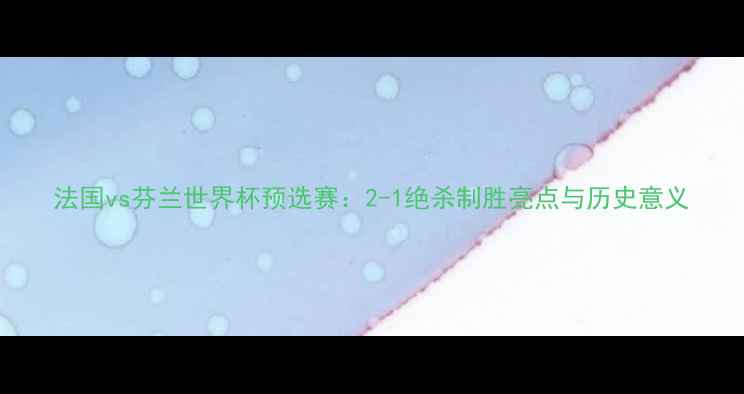 图片 法国vs芬兰世界杯预选赛：2-1绝杀制胜亮点与历史意义