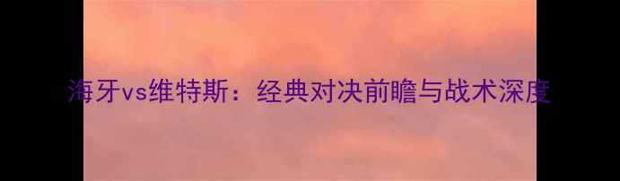 图片 海牙vs维特斯：经典对决前瞻与战术深度