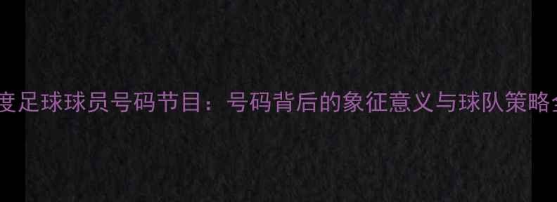 图片 深度足球球员号码节目：号码背后的象征意义与球队策略全1