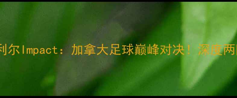 图片 温哥华白帽vs蒙特利尔Impact：加拿大足球巅峰对决！深度两队战术与历史恩怨2
