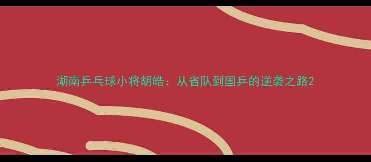 图片 湖南乒乓球小将胡皓：从省队到国乒的逆袭之路2
