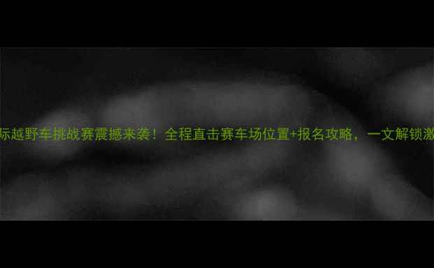图片 漯河国际越野车挑战赛震撼来袭！全程直击赛车场位置+报名攻略，一文解锁激情赛道