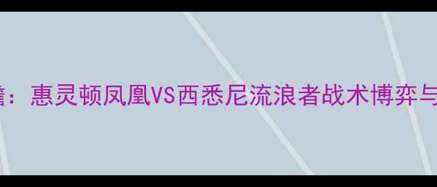 图片 澳超焦点战前瞻：惠灵顿凤凰VS西悉尼流浪者战术博弈与争冠悬念深度1