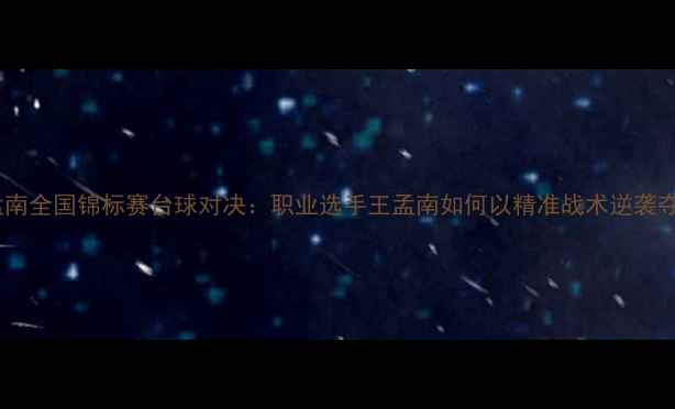 图片 王孟南全国锦标赛台球对决：职业选手王孟南如何以精准战术逆袭夺冠1