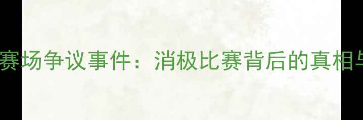 图片 王晓理赛场争议事件：消极比赛背后的真相与启示2