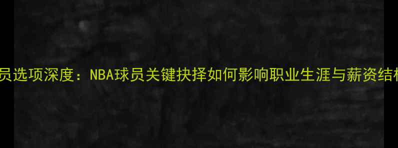 图片 球员选项深度：NBA球员关键抉择如何影响职业生涯与薪资结构1