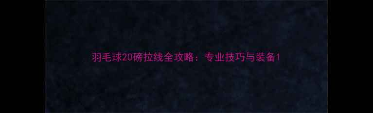 图片 羽毛球20磅拉线全攻略：专业技巧与装备1