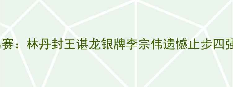 图片 羽毛球世锦赛：林丹封王谌龙银牌李宗伟遗憾止步四强巅峰对决2