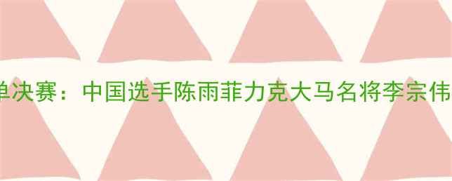 图片 羽毛球亚运会女单决赛：中国选手陈雨菲力克大马名将李宗伟摘金背后的战术2