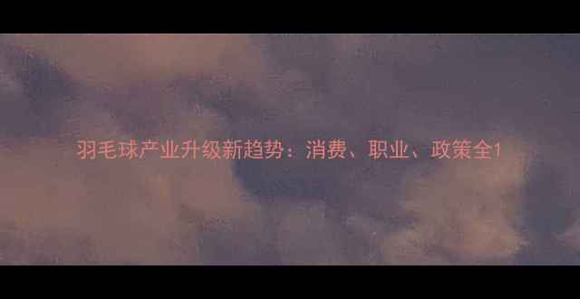 图片 羽毛球产业升级新趋势：消费、职业、政策全1