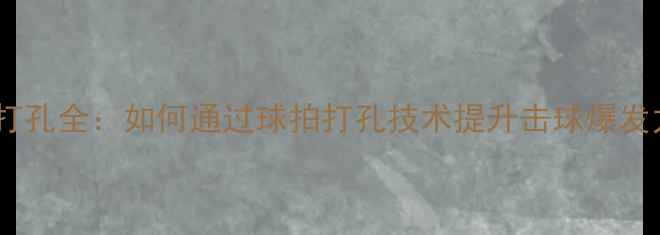 图片 羽毛球扣杀打孔全：如何通过球拍打孔技术提升击球爆发力与精准度2