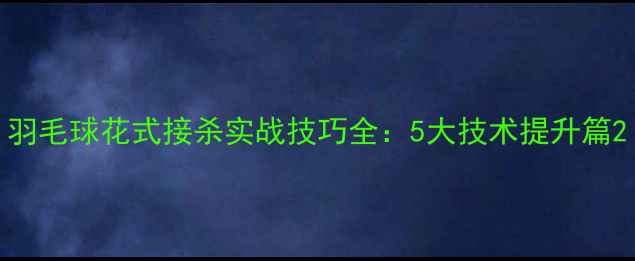 图片 羽毛球花式接杀实战技巧全：5大技术提升篇2