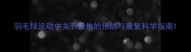 图片 羽毛球运动中关节损伤的预防与康复科学指南1