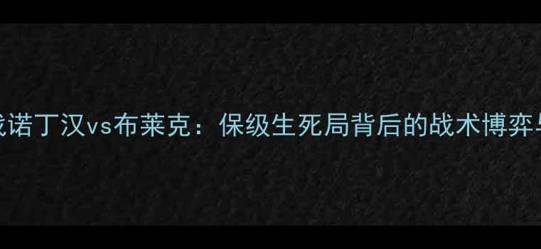 图片 英超焦点战诺丁汉vs布莱克：保级生死局背后的战术博弈与争冠暗战