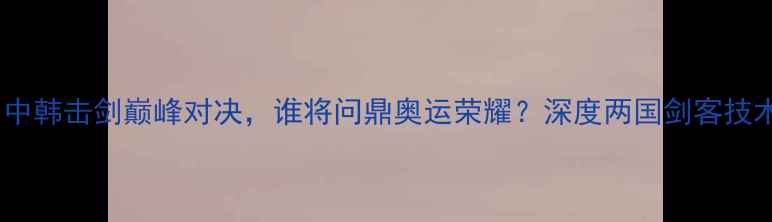 图片 金东秀VS铁英华：中韩击剑巅峰对决，谁将问鼎奥运荣耀？深度两国剑客技术博弈与奥运征程1
