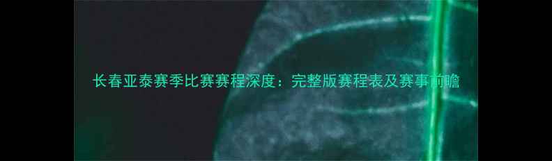 图片 长春亚泰赛季比赛赛程深度：完整版赛程表及赛事前瞻
