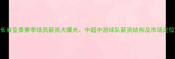 图片 长春亚泰赛季球员薪资大曝光：中超中游球队薪资结构及市场定位