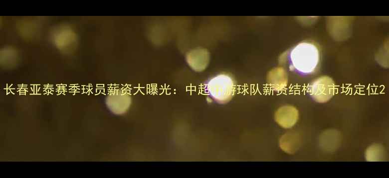 图片 长春亚泰赛季球员薪资大曝光：中超中游球队薪资结构及市场定位2