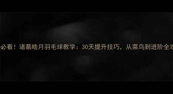 图片 零基础必看！诸葛皓月羽毛球教学：30天提升技巧，从菜鸟到进阶全攻略✨1