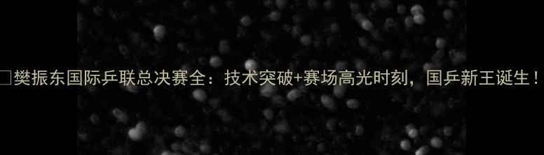 图片 🏆樊振东国际乒联总决赛全：技术突破+赛场高光时刻，国乒新王诞生！