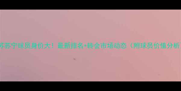 图片 🏆江苏苏宁球员身价大！最新排名+转会市场动态（附球员价值分析）💰2