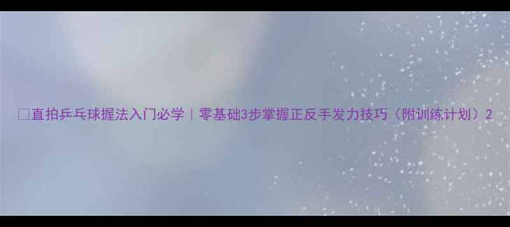 图片 🏓直拍乒乓球握法入门必学｜零基础3步掌握正反手发力技巧（附训练计划）2