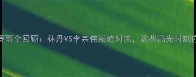 图片 🏸羽毛球亚锦赛赛事全回顾：林丹VS李宗伟巅峰对决，这些高光时刻你绝对不能错过！