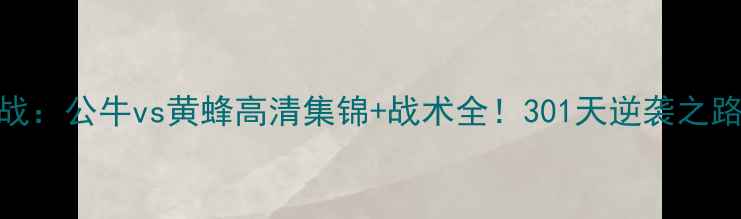图片 🔥NBA焦点战：公牛vs黄蜂高清集锦+战术全！301天逆袭之路大起底🔥1
