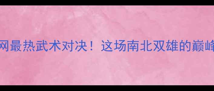 图片 🔥付高峰VS白近斌：全网最热武术对决！这场南北双雄的巅峰碰撞你绝对不能错过！