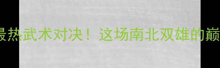 图片 🔥付高峰VS白近斌：全网最热武术对决！这场南北双雄的巅峰碰撞你绝对不能错过！1