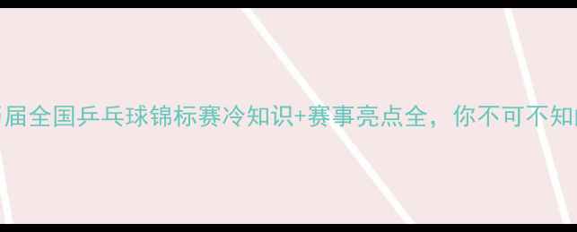 图片 🔥国球荣耀！历届全国乒乓球锦标赛冷知识+赛事亮点全，你不可不知的乒乓球故事🔥