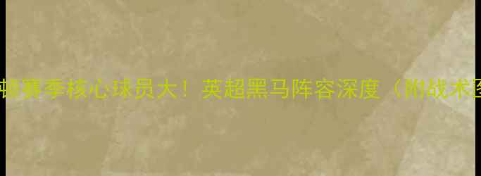 图片 🔥埃弗顿赛季核心球员大！英超黑马阵容深度（附战术图解）2