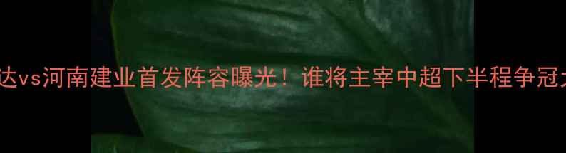 图片 🔥天津泰达vs河南建业首发阵容曝光！谁将主宰中超下半程争冠大战？🔥2