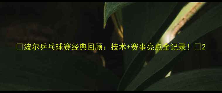 图片 🔥波尔乒乓球赛经典回顾：技术+赛事亮点全记录！🔥2