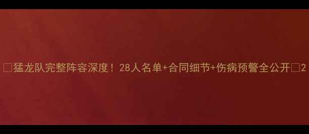 图片 🔥猛龙队完整阵容深度！28人名单+合同细节+伤病预警全公开🏀2