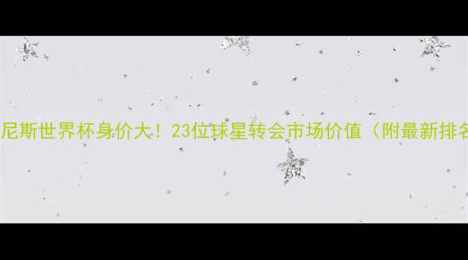 图片 🔥突尼斯世界杯身价大！23位球星转会市场价值（附最新排名）2