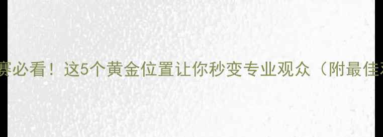 图片 🔥网球比赛观赛必看！这5个黄金位置让你秒变专业观众（附最佳观赛时间表）2