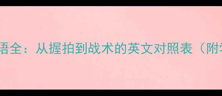 图片 🔥羽毛球术语全：从握拍到战术的英文对照表（附学习资源）2