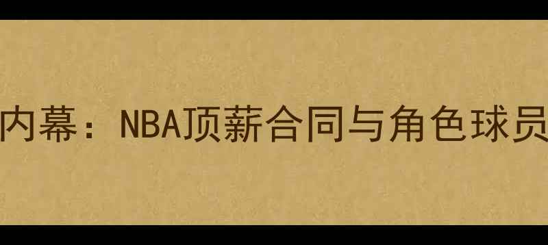 图片 🔥自由球员年薪内幕：NBA顶薪合同与角色球员差异有多大？🔥