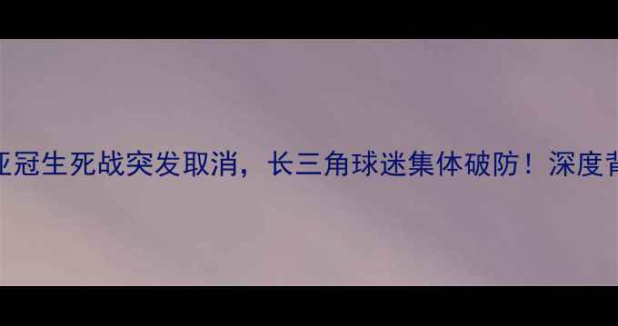 图片 🔥震惊！上海申花亚冠生死战突发取消，长三角球迷集体破防！深度背后的原因与影响🔥
