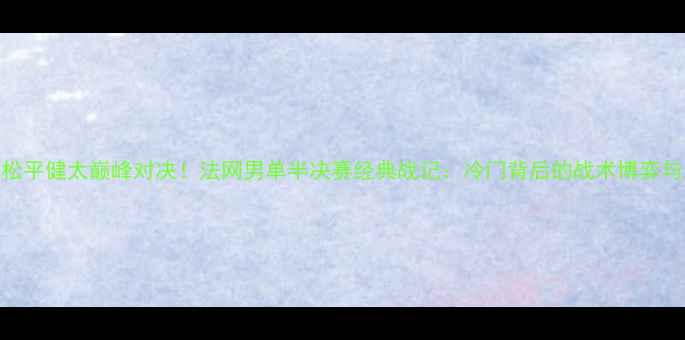 图片 🔥马琳VS松平健太巅峰对决！法网男单半决赛经典战记：冷门背后的战术博弈与青春风暴