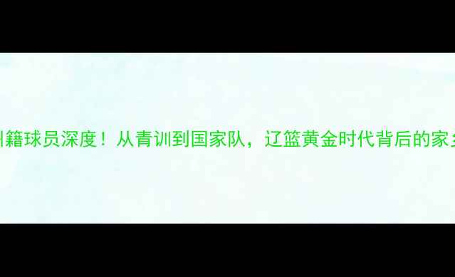 图片 CBA锦州籍球员深度！从青训到国家队，辽篮黄金时代背后的家乡骄傲1