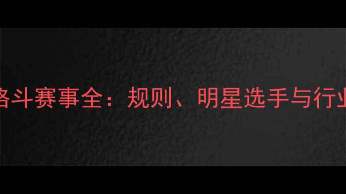 图片 GMMA格斗赛事全：规则、明星选手与行业趋势