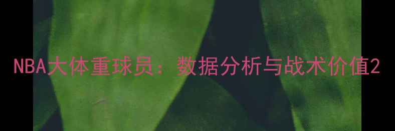 图片 NBA大体重球员：数据分析与战术价值2