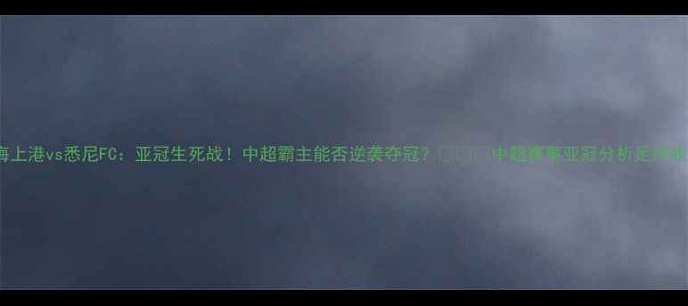图片 上海上港vs悉尼FC：亚冠生死战！中超霸主能否逆袭夺冠？🏆⚽️中超赛事亚冠分析足球战术1