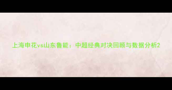 图片 上海申花vs山东鲁能：中超经典对决回顾与数据分析2