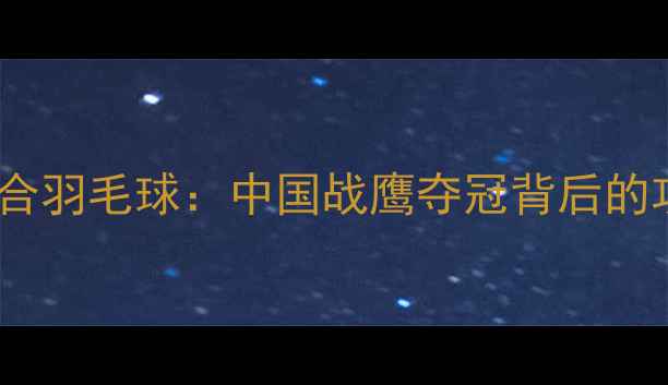 图片 世锦赛双塔组合羽毛球：中国战鹰夺冠背后的攻防体系革命2