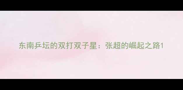 图片 东南乒坛的双打双子星：张超的崛起之路1